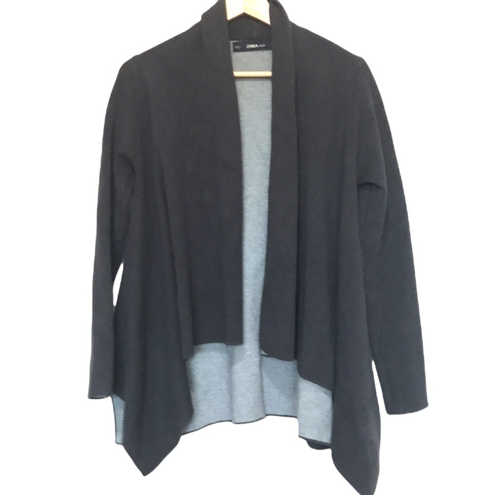 𝅺zara Knit open waterfall cardigan gray S